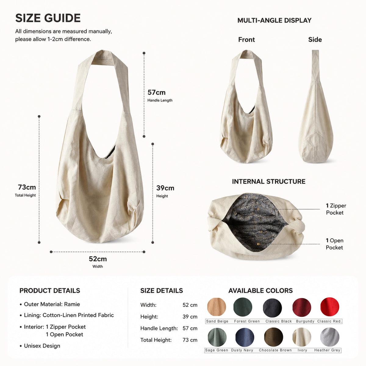 Sample TBB002 Natural Ramie Shoulder Bag