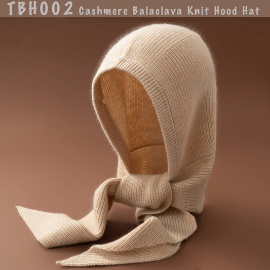 Sample TBH002 Cashmere Balaclava Knit Hood Hat – Integrated Neck Warmer Beanie