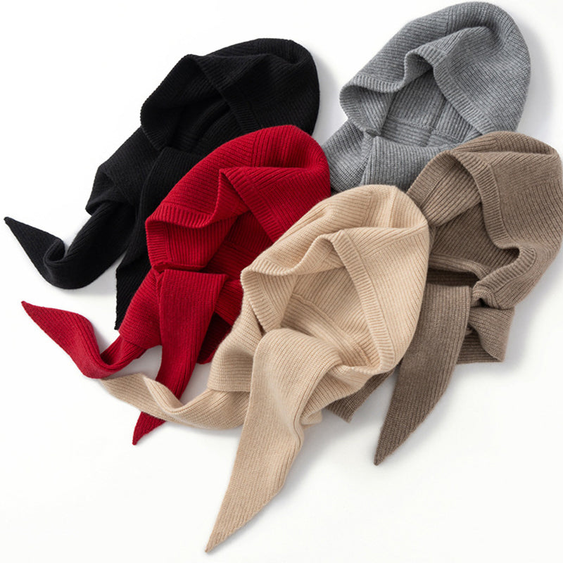 Sample TBH002 Cashmere Balaclava Knit Hood Hat – Integrated Neck Warmer Beanie