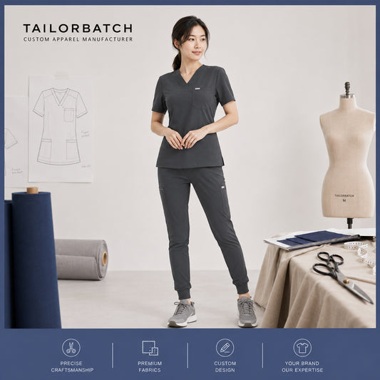 Sample TBW001 TR 4-Way Stretch Class V-neck Medical Scrub Set